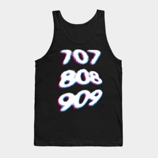 707 808 909 3D Glitch Aesthetic Design Tank Top